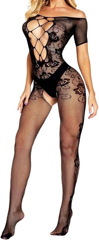 CZSABXY Womens Fishnet Bodystocking Plus Size Mesh Bodysuit Lingerie One Piece Babydoll sexy Lingerie Nightwear