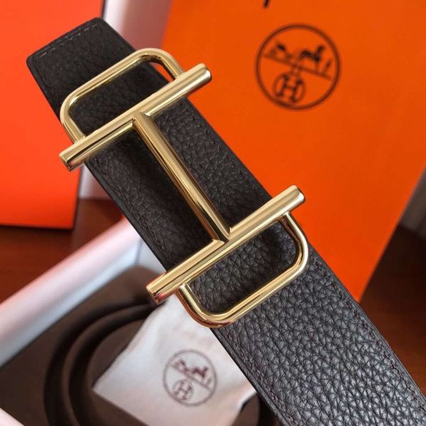 HERM Royal 38MM Reversible Belt In Cafe Clemence Leather