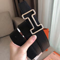 HERM Tonight 38MM Reversible Belt In Black/White Epsom Leather