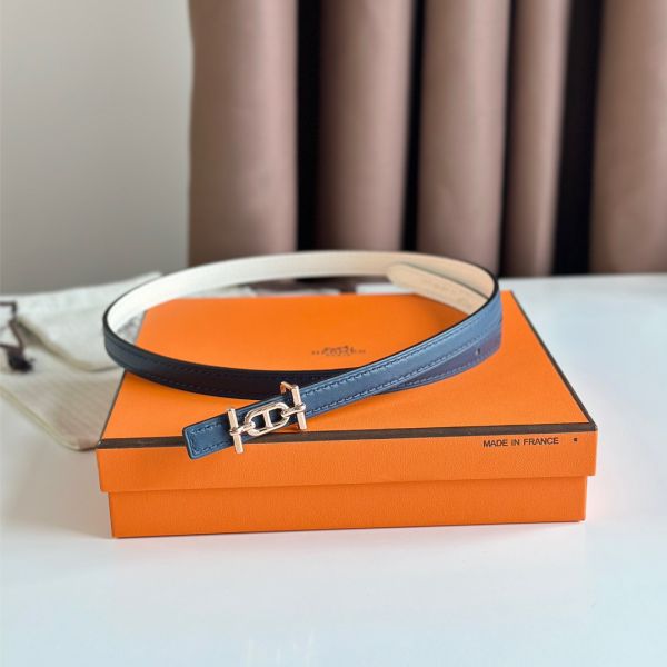 HERM Ancre Reversible Belt 13MM in White Epsom Leather